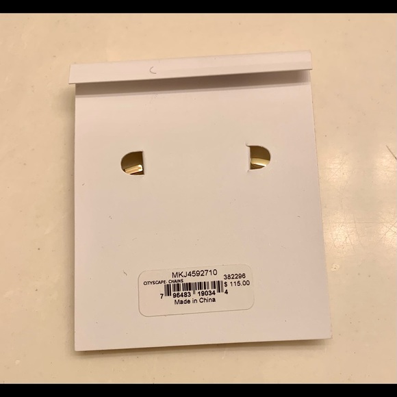 Michael Kors Gold Cityscape Chains Hoops Earrings - Picture 3 of 4